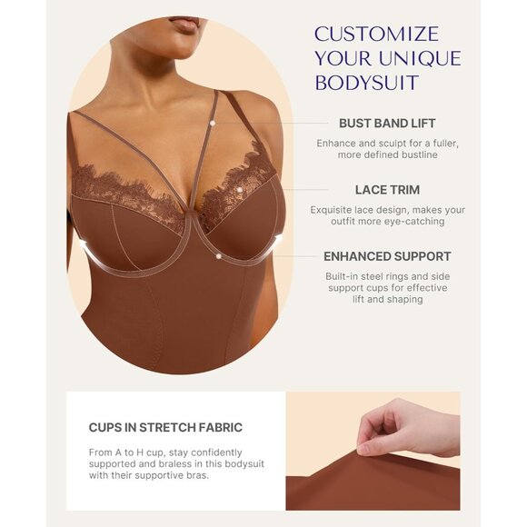 Luxury Tummy Control Lace Bodysuit with Snap Crotch for Effortless Style - Large - Picture 3 of 6
